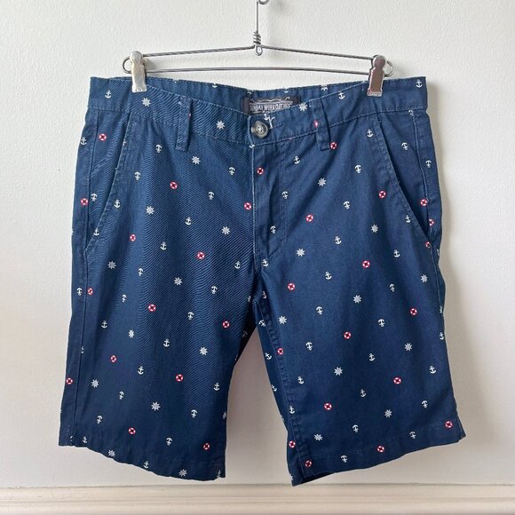 Mens 4th of July Shorts Nautical Anchor Red White Blue Sunday Works Clothes 29 - Picture 1 of 7